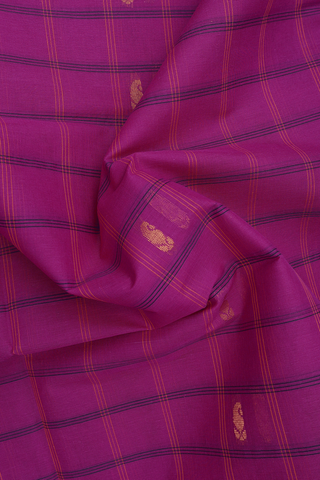 Checks With Buttas Purple Venkatagiri Cotton Saree