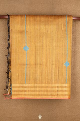 Threadwork Stripes Design Golden Yellow Jute Saree