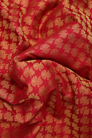 Kanchipuram Silk Saree In Ruby Red With Jacquard Pattern