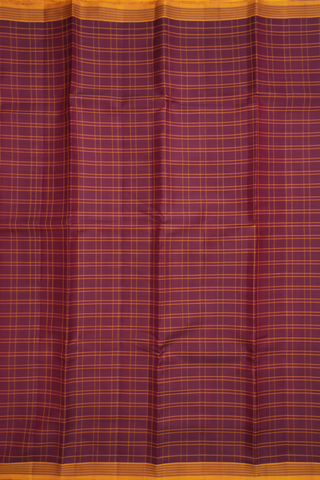 Allover Checked Design Maroon Kanchipuram Silk Saree