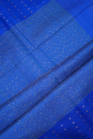 Allover Stripes Design Royal Blue Jute Saree