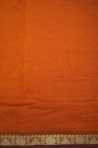 Rudraksh Temple Zari Border Ochre Orange Poly Cotton Saree