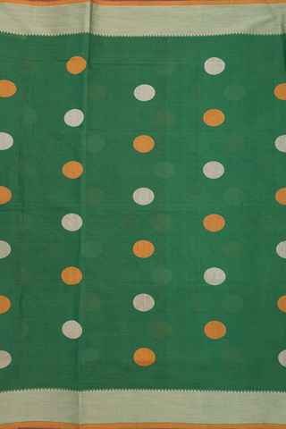 Coimbatore Cotton Saree In Green With Circle Buttas