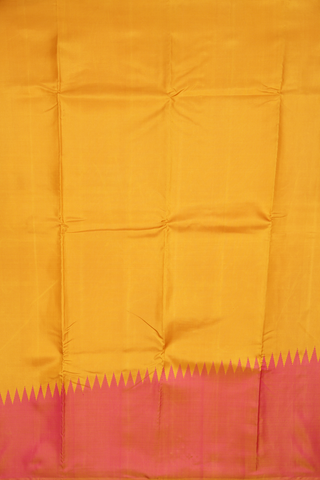 Step Border Mustard And Pink Kanchipuram Silk Saree