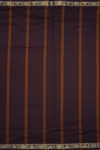 Rudraksh Temple Zari Border Ochre Orange Poly Cotton Saree