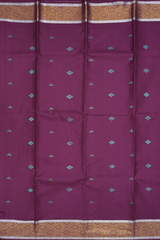 Kanchipuram Silk Saree In Plum Purple With Buttas