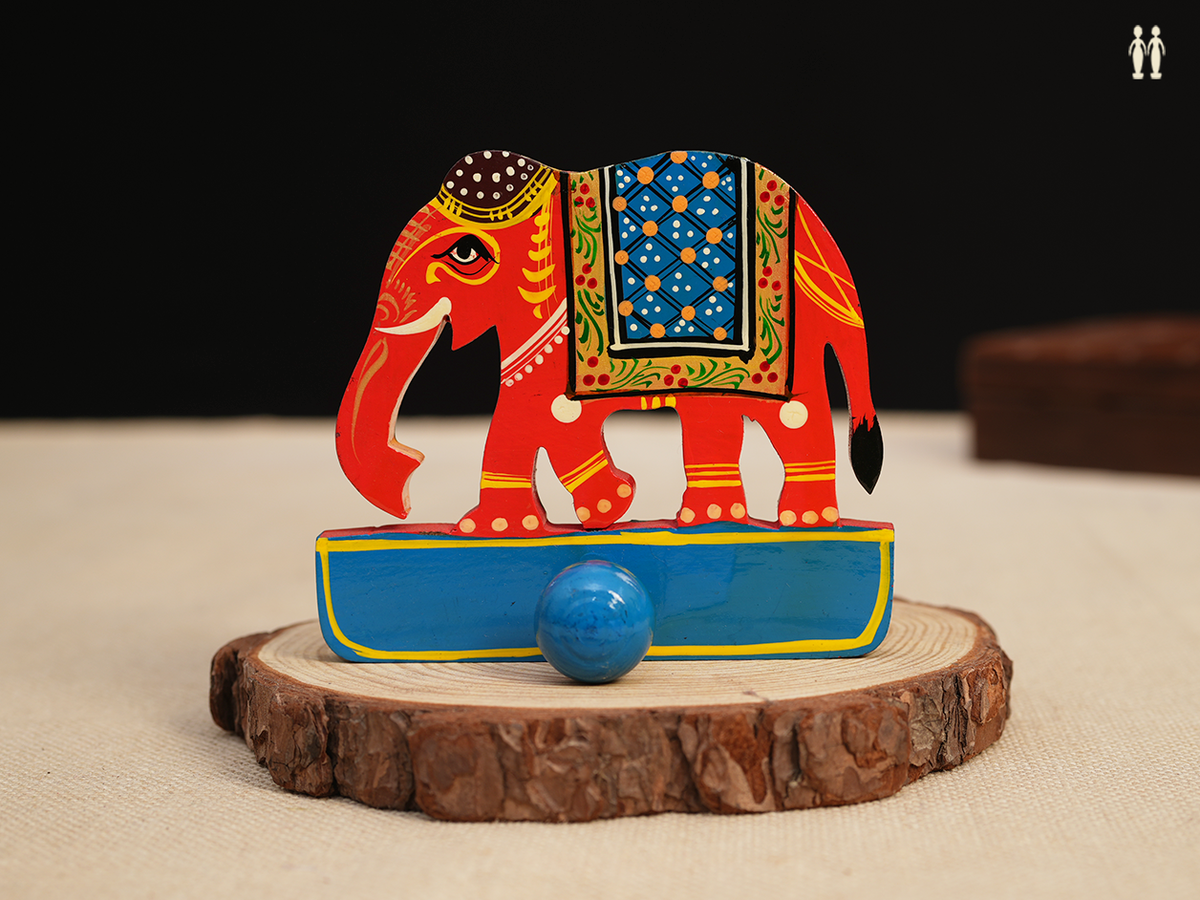 Handicraft Wooden Elephant Wall Hanger With 1 Hook