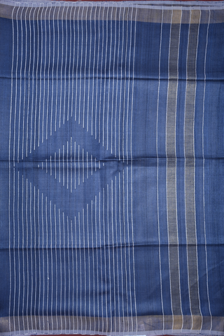 Threadwork Motifs Space Blue Jute Saree