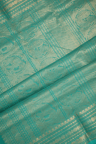 Traditional Zari Border Turkish Green Coimbatore Cotton Saree