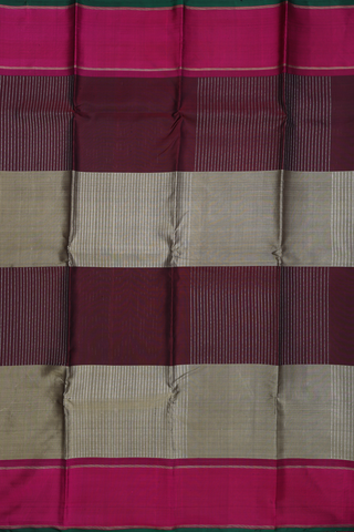 Zari Stripes Design Grey And Brown Kanchipuram Silk Saree