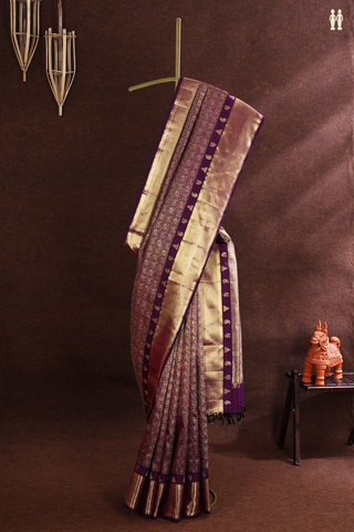 Kanchipuram Silk Saree In Deep Purple With Brocade Design