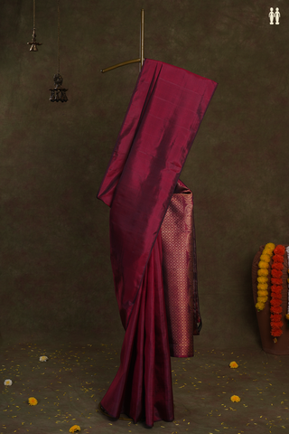 Plain Maroon Kanchipuram Silk Saree