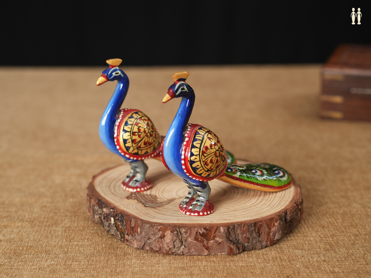 Wooden Handicraft Peacock Statue For Decor