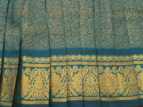 Allover Zari Design Green Semi Silk Amman Pavadai Set