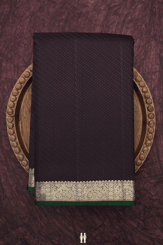 Jacquard Pattern Dark Oak Brown Kanchipuram Silk Saree