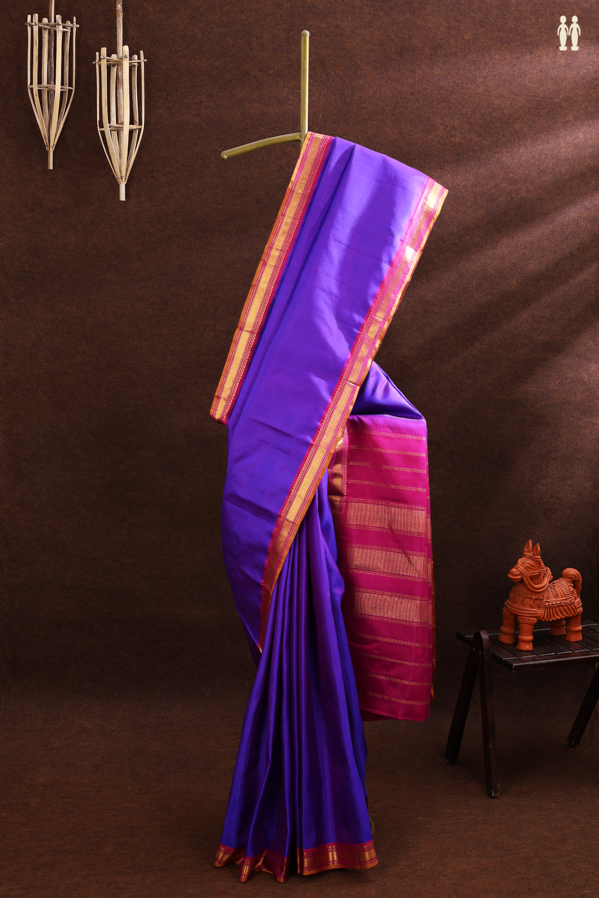 Kanchipuram Silk Saree In Purple With Twill Weave Border