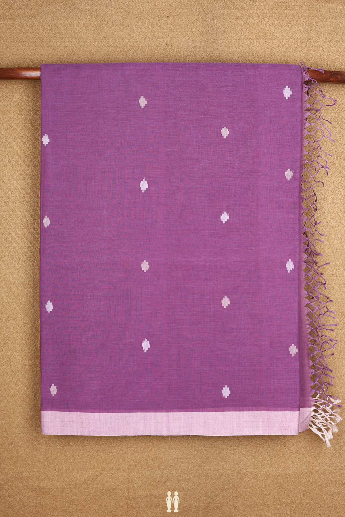 Threadwork Buttas Dusty Purple Bengal Cotton Saree