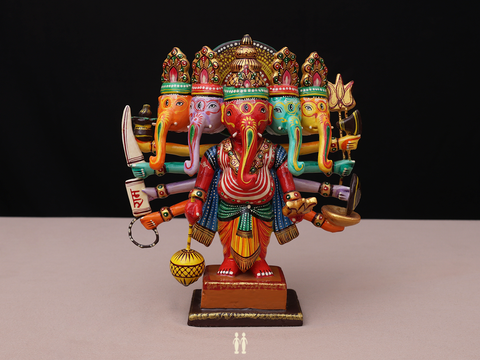 Wooden Pancha Mukha Ganesha For Showpiece