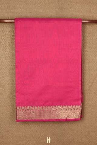 Chevron Zari Border Magenta Traditional Silk Cotton Saree