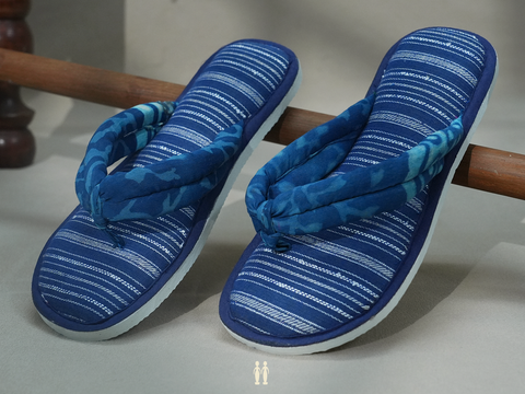 Stripes Design Berry Blue Cotton Slippers