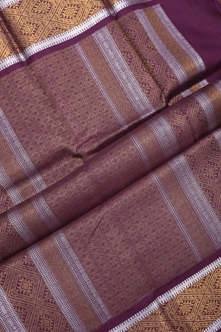 Kanchipuram Silk Saree In Plum Purple With Buttas