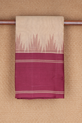 Temple Border Plain Mustard Brown Kanchi Cotton Saree