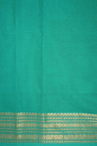 Traditional Zari Border Turkish Green Coimbatore Cotton Saree