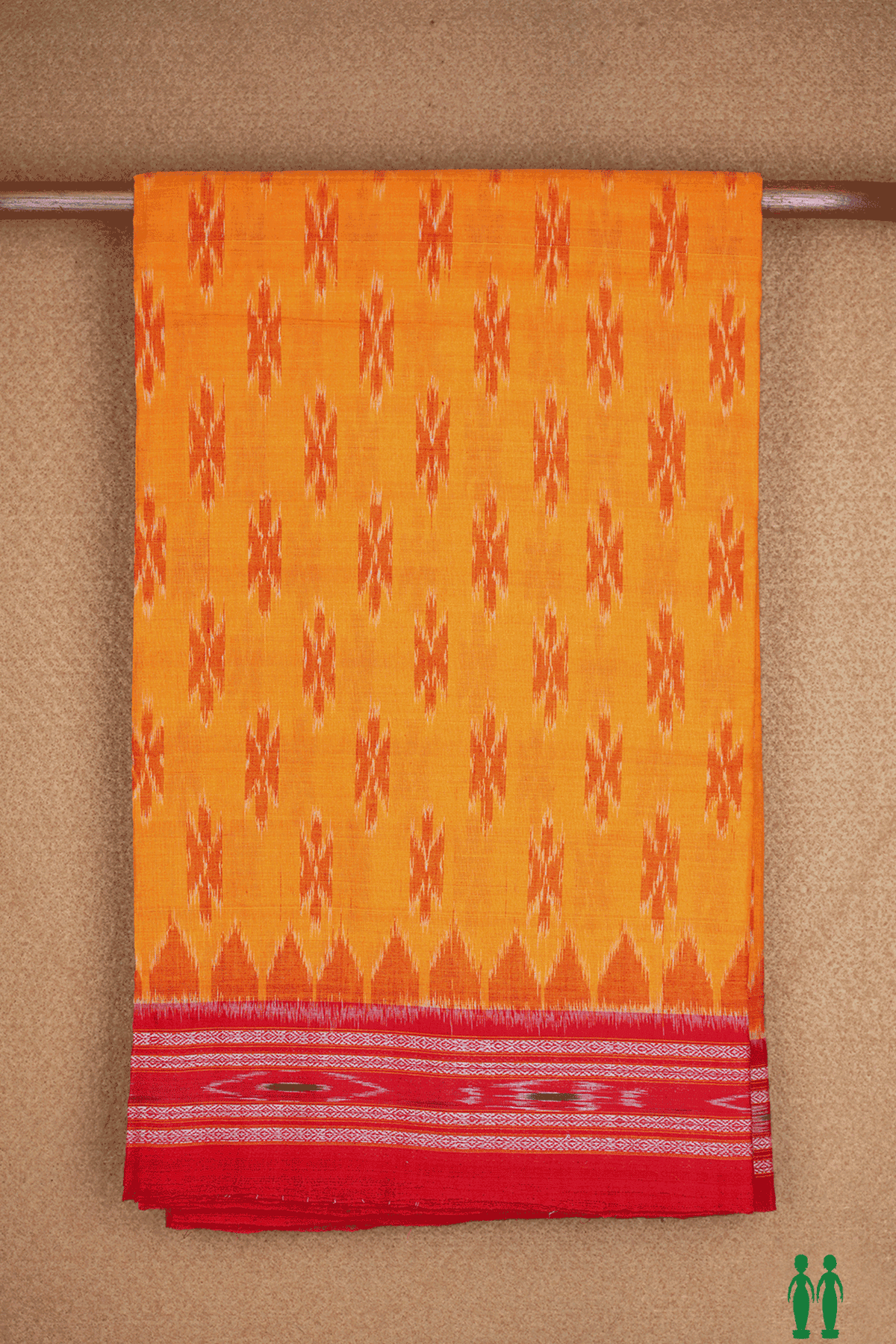 Allover Buttas Royal Orange Pochampally Cotton Saree