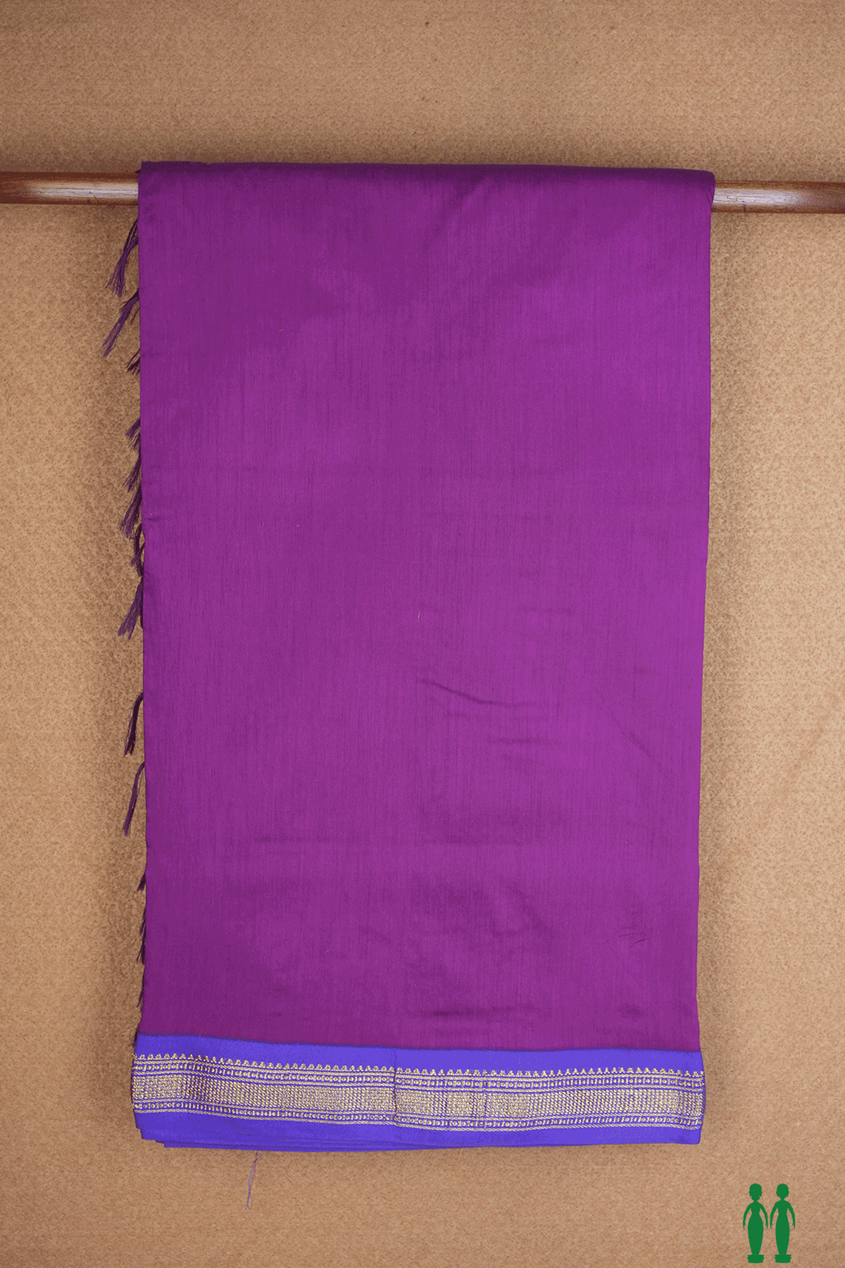 Contrast Zari Border Plain Grape Purple Apoorva Cotton Saree