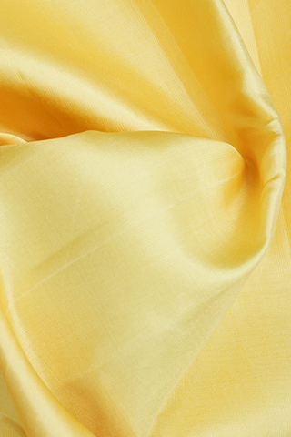 Temple Border Plain Pastel Yellow Kanchipuram Silk Saree