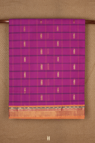 Checks With Buttas Purple Venkatagiri Cotton Saree