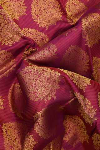 Kanchipuram Silk Saree In Berry Purple With Floral Design