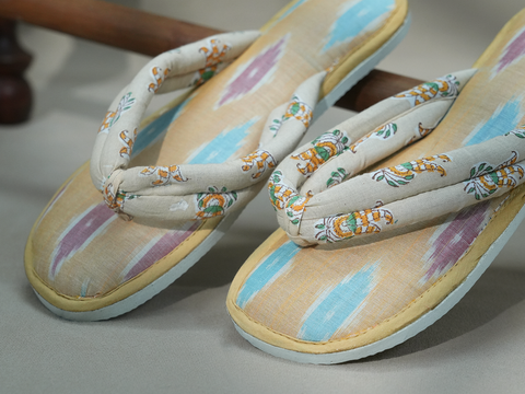 Ikat Design Pastel Orange Cotton Slippers