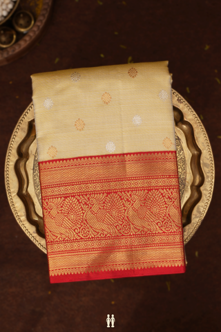 Kanchipuram Silk Saree In Gold Tissue With Floral Zari Butta