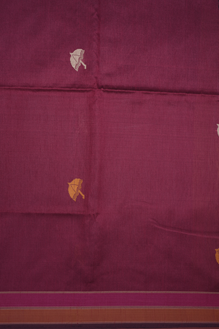 Umberlla Threadwork Motifs Maroon Semi Jute Saree