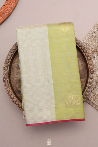 Paai Madippu Kattai Tan And Green Kanchipuram Silk Saree