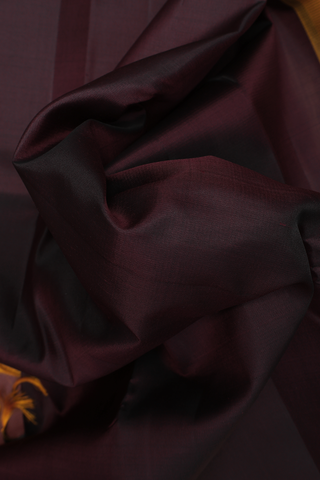 Rettai Pettu Border Plain Plum Brown Kanchipuram Silk Saree