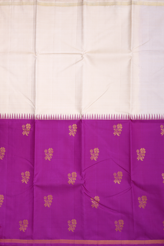 Kanchipuram Silk Saree In Purple Ivory Along Half And Half