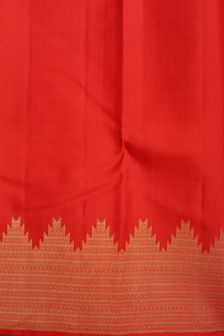 Paisley Zari Buttas Chilli Red Kanchipuram Silk Saree