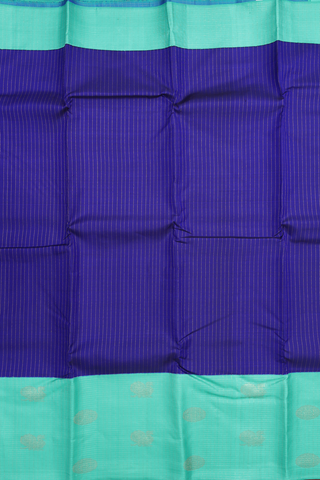 Kanchipuram Silk Saree In Royal Blue With Stripes