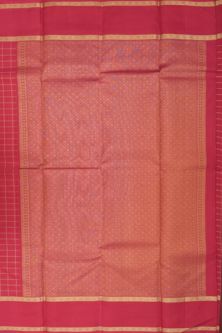 Kanchipuram Silk Saree In Ruby Red With Checks Design