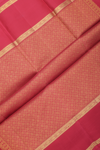 Kanchipuram Silk Saree In Ruby Red With Checks Design