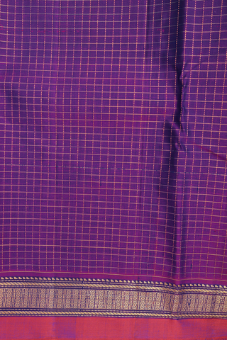 Kanchipuram Silk Saree In Regal Purple With Checked Design