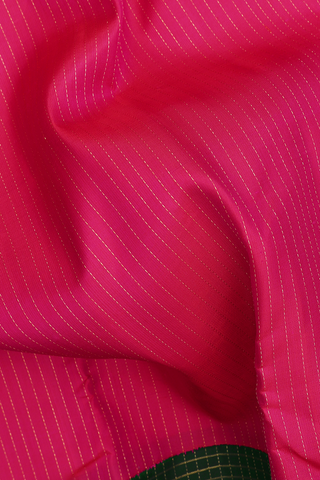 Kanchipuram Silk Saree In Rani Pink With Zari Stripes Design