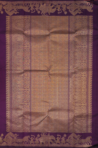 Kanchipuram Silk Saree In Deep Purple With Chakram Buttas