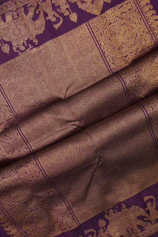 Kanchipuram Silk Saree In Deep Purple With Chakram Buttas