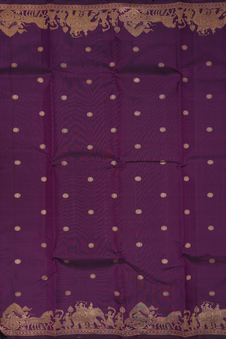 Kanchipuram Silk Saree In Deep Purple With Chakram Buttas