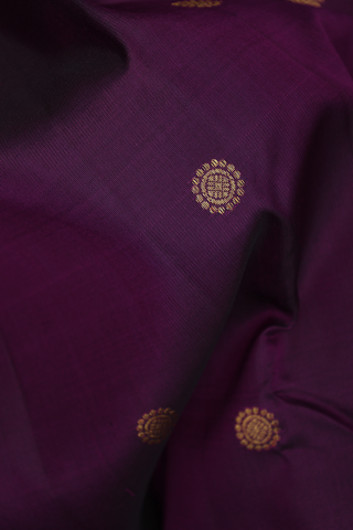 Kanchipuram Silk Saree In Deep Purple With Chakram Buttas