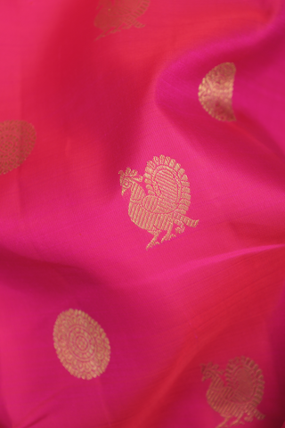 Kanchipuram Silk Saree In Magenta With Traditional Motifs