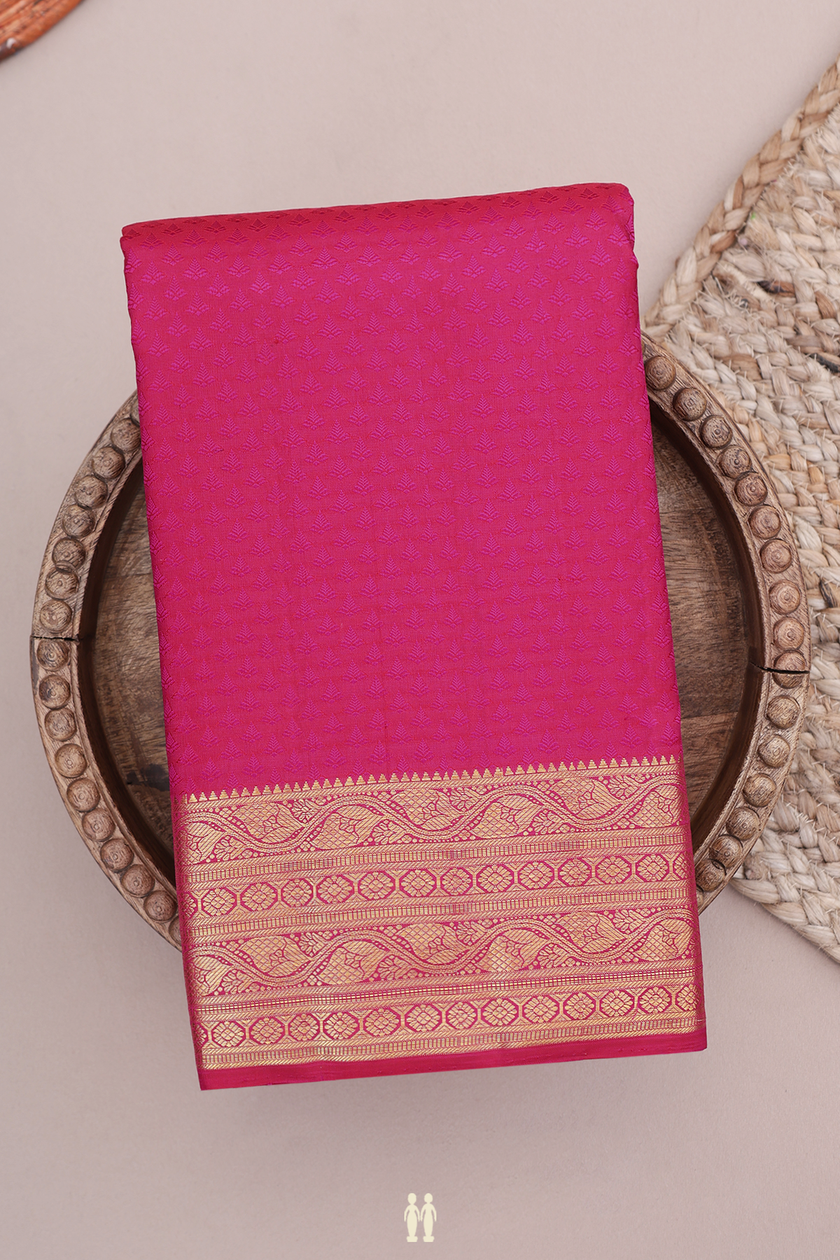 Kanchipuram Silk Saree In Magenta With Jacquard Pattern